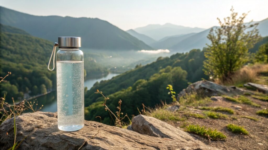 A person holding a high-quality, clear plastic water bottle.