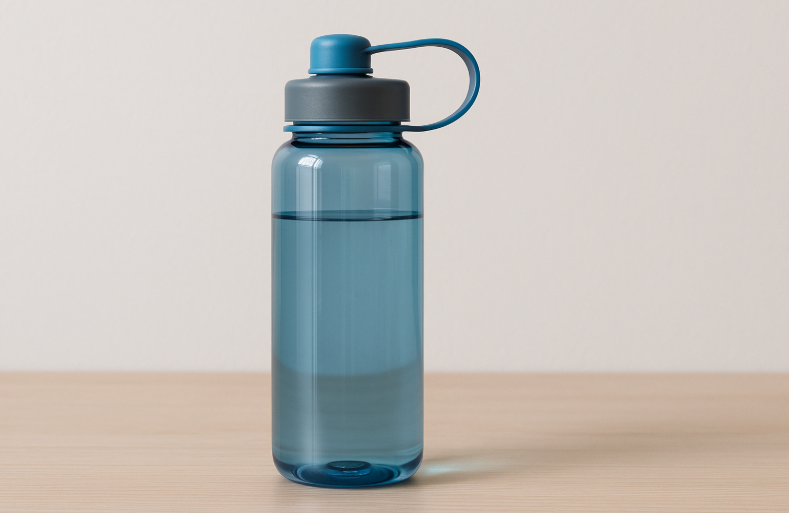 A collection of colorful and clear reusable plastic water bottles made from Tritan.