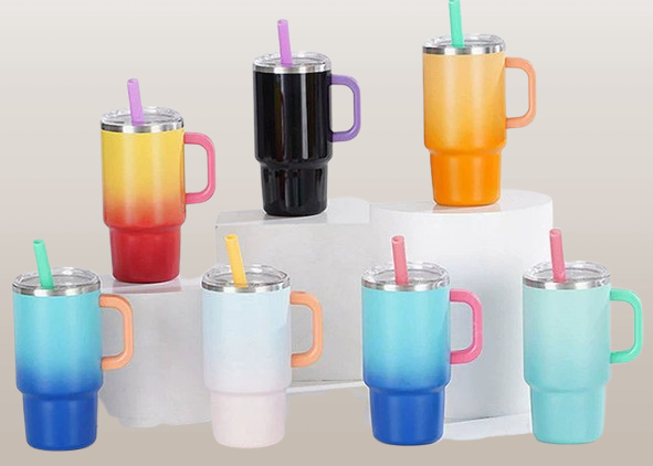 wholesale customized 4oz mini stainless steel gradient color cup with handle