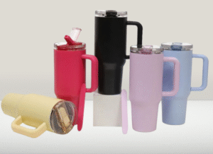 Wholesale 40oz Large Capacity 304 Stainless Steel Thermos Cup Simple Solid Color Portable Handle Cup Mug with Straw Lid