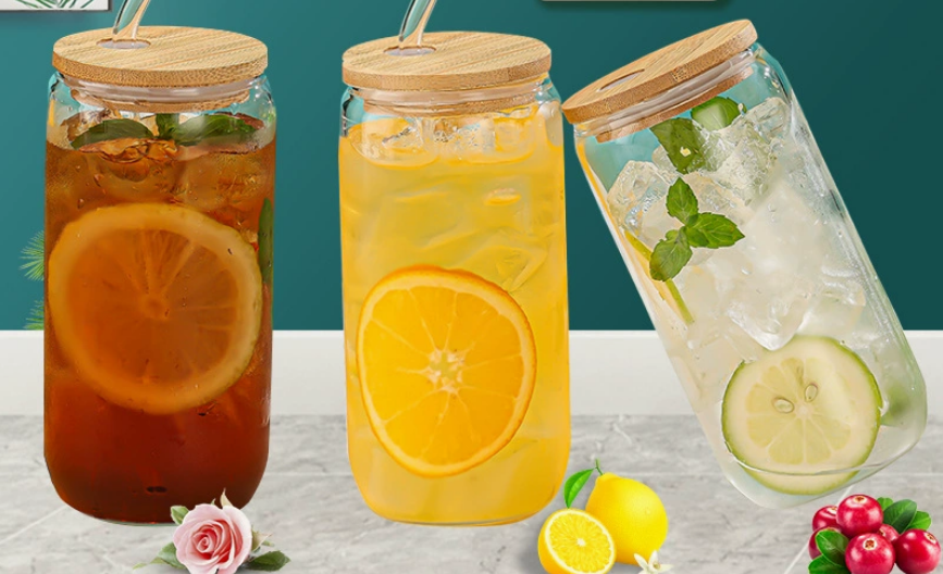 a premium brand of spring water in a clear glass bottle