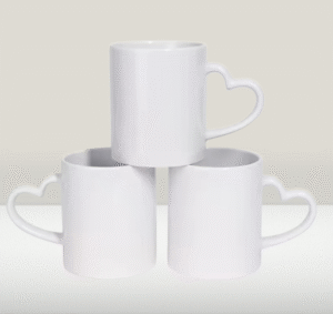 11oz Heart Handle Sublimation Mug | White Ceramic Mug for Custom Printing