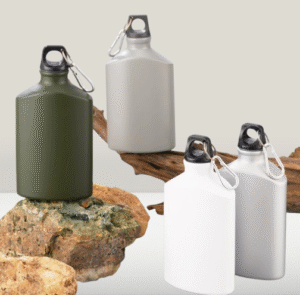 Wholesale 18oz Aluminum Flat Canteen Water Bottle with Hook – Portable Travel Camping Hiking Outdoor Bottle