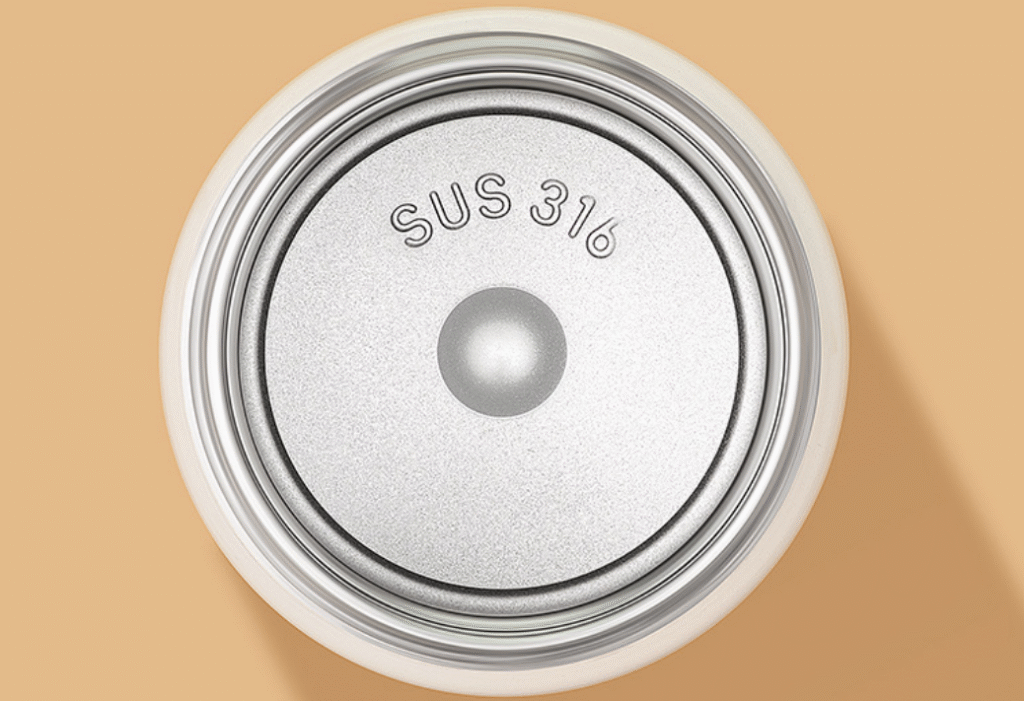 a close-up of the shiny, clean interior of a 18/8 food-grade stainless steel bottle