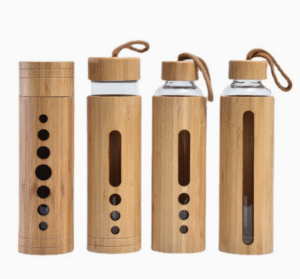 Wholesale Bamboo Shell Glass Cup with Bamboo Lid – Single Layer Water Bottle