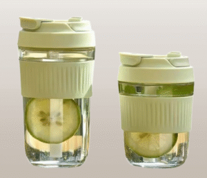 Transparent Glass Water Cup with Straw | High Borosilicate Office Drinking Glass Mug