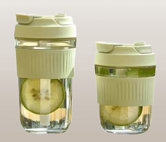 Transparent Glass Water Cup with Straw | High Borosilicate Office Drinking Glass Mug