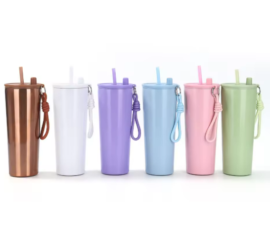 710ml Stainless Steel Insulated Tumbler with Straw Vacuum Travel Mug Custom Logo Coffee Cup Wholesale