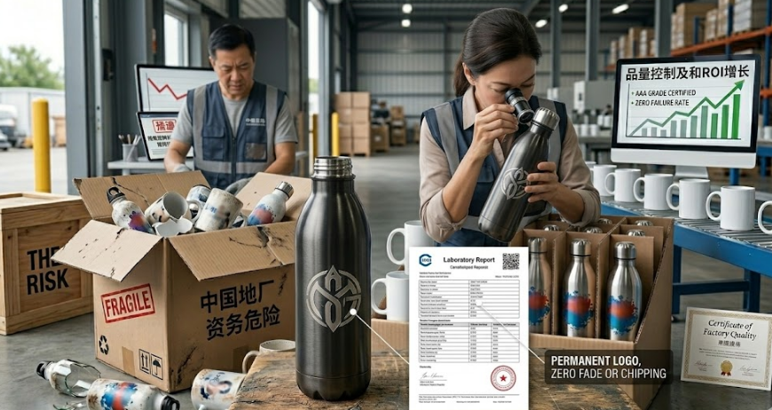 Corporate drinkware alternatives including stainless steel bottles and glass pitchers